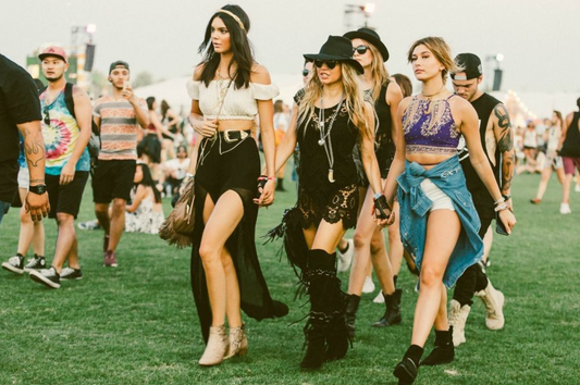kendall jenner and hailey bieber at coachella music festival wearing nikkys nips fake nipple pierced pasties