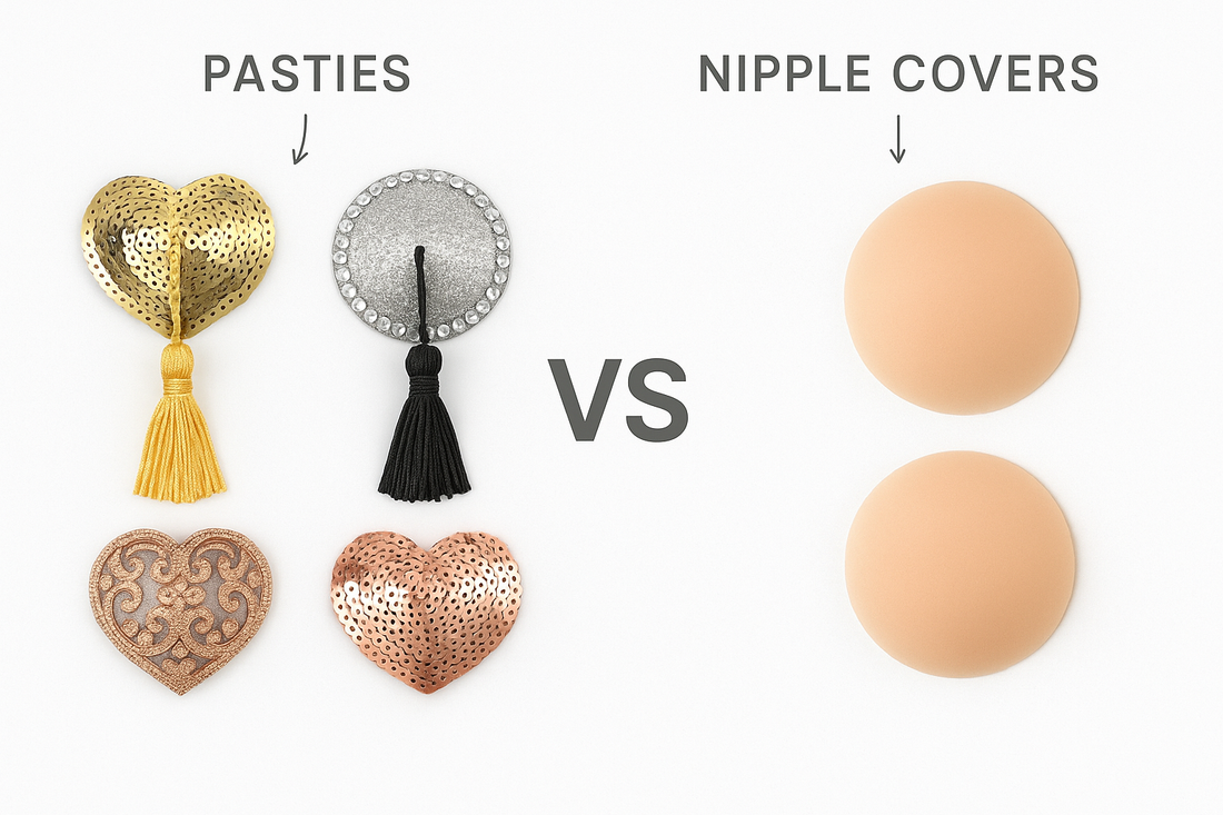 graphic showing the difference between nipple pasties and nipple covers