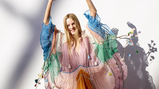 A girl confidently dressed in cheerful, colorful clothing, illustrating the concept of dopamine dressing