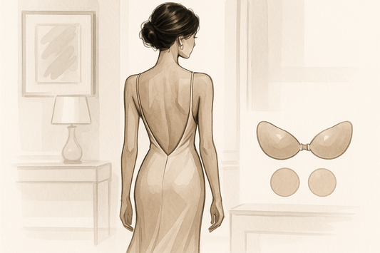 graphic showing how to Master the art of wearing backless dresses with confidence. Learn which nipple covers work best and how to achieve a flawless, supported look.