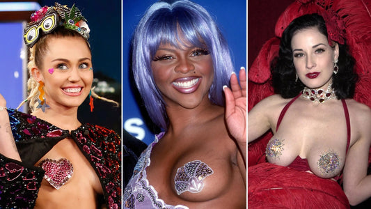 Miley Cyrus, Lil Kim, and Dita von Teese wearing Costume-Friendly Body Jewelry for Performers
