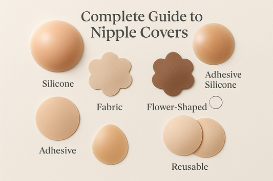 A graphic showing The Complete Guide to Nipple Covers: Types, Uses, and How to Choose
