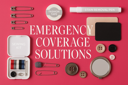 graphic showing Wardrobe Malfunction Emergency Coverage Solutions including emergency nipple covers